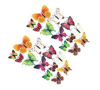 Shiwaki 24pcs Simulation 3D en Trois Dimensions Papillon Aimant Autocollant Mural décoration réfrigérateur Autocollant décoration de la Maison (coloré)
