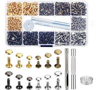 Shiwaki 360 pièces Rivets en Cuir Double Capuchon Rivet Goujons métalliques tubulaires avec 3 pièces Kit d'outils de réglage pour la décoration de réparations d'artisanat du Cuir