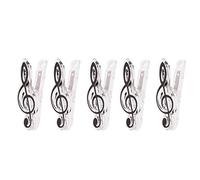 Shiwaki Pinces Papier en Forme de Note de Musique pour Pupitre Page de Livre Clip en Plastique 6,8x3cm - Noir