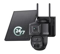 SHIWOJIA 24/7 Enregistrement AOV 4G Camera Surveillance Exterieur sans Fil, Double Objectif,10500mAh Batterie & 6W Panneau Solaire, Détection Humaine & Suivi Automatique, Carte SIM, IP66