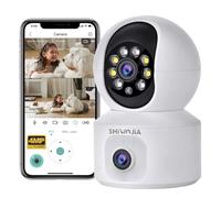 SHIWOJIA 2K 4MP Caméra Surveillance WiFi Intérieure, PTZ 360° Caméra avec Double Objectif, Vision Nocturne Intelligente, Détection de Personne et Suivi Auto, Audio Bidirectionnel