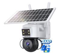 SHIWOJIA 4G Carte SIM Caméra Extérieure avec Solaire, Caméra sans Fil PTZ 360° avec Batterie 12000mAh, Détection PIR, Audio Bidirectionnel, Alarme de Lumière Rouge et Bleue, Stockage SD & Cloud