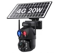 SHIWOJIA 4G LTE 50X Zoom Hybride Caméra Surveillance Solaire Exterieure sans Fil, 20W Panneau Solaire, 20,000mAh Batterie, Double Objectif, 50M Vision Nocturne Couleur, Détection Humain