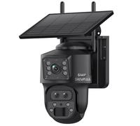 SHIWOJIA 4G LTE Caméra Solaire【Triple lentille】 avec Carte Sim, 7800mAh 12MP Camera Extérieure sans Fil, Zoom Hybride 15X, Détection de Personne, 6MP Camera 4G PTZ avec Vision Nocturne Couleur, Noir