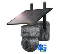 SHIWOJIA Camera 4g Solaire, Caméra de Chasse avec SIM Card, 3MP Camera 4g Solaire Exterieur, PIR Capteur de Mouvement, Panneaux Solaire, 360° Pan/Tilt, Vision Nocturne