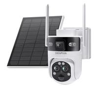 SHIWOJIA Camera 4G Solaire Exterieur, 4G Caméra avec Zoom Hybride 15X, Appareil Photo à 3 Objectifs, 360° PTZ, Audio Bidirectionnel, PIR Détection, Vision Nocturne Couleur, Etanche IP66