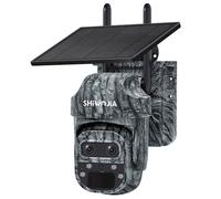 SHIWOJIA Camera 4g Solaire Exterieur, Caméra de Chasse 4G avec Carte SIM, 12X Zoom Hybride 360° PTZ sans Fil, Audio Bidirectionnel, PIR Détection, Vision Nocturne, Etanche IP66
