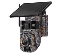 SHIWOJIA Caméra de surveillance solaire extérieure avec zoom 20x 4G, caméra de camouflage sans fil PTZ 4G 2K 360° avec double objectif, détection humaine AI, vision nocturne couleur, audio