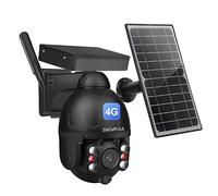 SHIWOJIA Camera Exterieure 4G Solaire Caméra PTZ Camera Surveillance Exterieure sans Fil avec Détection de Mouvement PIR, Vision Nocturne Audio bidirectionnel Cloud/Stockage de Carte SD, IP66 étanche