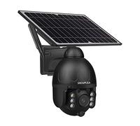 SHIWOJIA Caméra solaire de sécurité extérieure WiFi PTZ à alimentation solaire sans fil Dome Cam Détection PIR, avec vision nocturne couleur, WiFi 2.4G, audio bidirectionnel,stockage de fente Cloud/SD