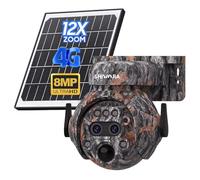 SHIWOJIA Camera Surveillance 4G Exterieure sans Fil Solaire, 12X Zoom Hybride, 8MP Caméra de Surveillance 4G avec Double Objectif, 360° PTZ Caméra, Détection Humaine PIR, IP65