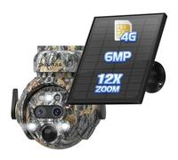 SHIWOJIA Camera Surveillance 4g Exterieure sans Fil Solaire, 6MP Caméra de Surveillance 4G avec Double Objectif, 12X Zoom Hybride, 360° PTZ Caméra, Détection Humaine PIR