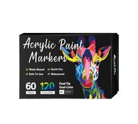 shjxi Acrylic Paint Markers, Double Tip Art Pens, Fade Resistant Colors, Versatile Use on Paper, Glass, Wood, Canvas, Ceramic, Rock, Great for Craft Projects, Artists, Hobbyists