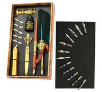 shjxi Kit plume et encre - Stylo à plume vintage pour calligraphie - Stylo de plongée, à cacheter - Outil d'enveloppe - Meilleur coffret cadeau pour écrire, dessiner, signature