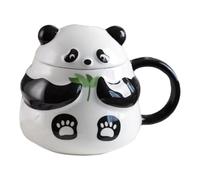 shjxi Tasse panda avec couvercle, jolie tasse à café en céramique, tasse à café multifonctionnelle sur le thème des animaux, tasse à eau en forme de panda pour les amateurs de panda