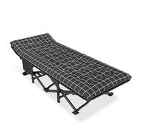 ShkitAelling Lit de camp avec matelas pliable 190 x 68 x 49 cm Camping | Rembourrage en coton perlé en tube d'acier rond pour adultes au bureau ou au camping Tête de lit ergonomique 10 pieds