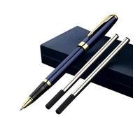 SHLWYG Ensemble de stylos en métal (encre noire), stylo Signature en métal professionnel, ensemble de stylos à encre métallique, stylo Signature d'apparence bleue, stylo à bille