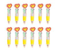 Shntig Lot de 12 stylos à bille multicolores en forme de cœur pour étudiant, enfant, salle de adeau d'échange 4 couleurs en 1, 0,7 mm, stylos de Saint-Valentin pour adultes