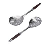 Shntig Spatule perforée en acier inoxydable 201 avec manche en bois - Cuillère ajourée pour la cuisson et l'égouttage - Cuillère rainurée antirouille