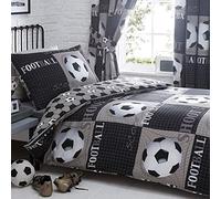 Shoot - Parure de lit avec Housse de Couette et taie d'oreiller, Motif Football, Coton Polyester, Gris, Simple