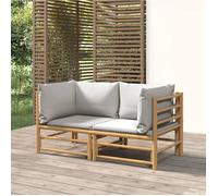 SHOP Salon bas d'extérieur| Canapés d'angle de jardin avec coussins| gris clair 2 pcs bambou - Mobilier de patio B - 21528042403