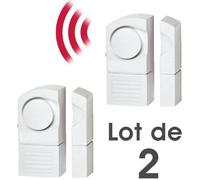 SHOP-STORY - Lot de 2 Détecteur Alarme d’Ouverture Sans Fil de Porte, Fenêtre, Garage, Baie Vitrée, Velux etc