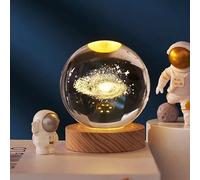 Shop-UP! Lampe galaxie 3D grande boule de cristal avec base et lumière LED USB, boîte cadeau incluse, lampe de nuit