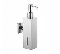 Shophubio Distributeur de savon mural de salle de bain en acier inoxydable, flacon pompe de 250 ml pour shampooing, gel douche et savon liquide, antirouille, design peu encombrant (argenté brillant)