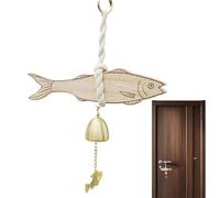 Shopkeepers Cloche en bois rustique avec motif poisson, sonnette décorative facile à installer pour entrée de maison, dortoir, appartement, studio, salon, café et petits espaces commerciaux