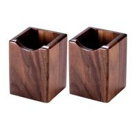 SHOPUKASA Lot de 2 porte-crayons en bois naturel multi-usages - Pot à crayons - Boîte de rangement de bureau (couleur noyer)