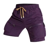 Short Baggy Homme,Short De Travail Ample à SéChage Rapide pour Homme Short en Nylon à Poches D'ExtéRieur ModèLe à Six Poches Pantalon De Travail Polyvalent Et DéContracté Pantalon De Plage