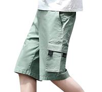 Short cargo pour homme à taille élastique - Short de travail extensible avec plusieurs poches longueur genou - Pantalon court d'été camouflage pour homme - Pantalon de cyclisme léger et extensible