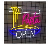 SHOUXI LED néon signe Enseigne Au Néon Pasta Open Italie Nouilles Lampes Décoratives Murales Alimenté Par USB Restaurant De Cuisine Italienne Décor De Cuisine 51cm