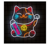 SHOUXI néon signe Lumières Néon Ouvertes Pour Chat, Luminosité Réglable, Adaptées Aux Décorations Murales De Studio Et De Magasin, 45cmx48cm(C)