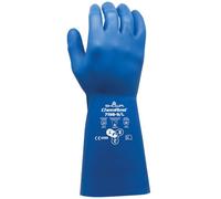 SHOWA 719B, Gant de protection chimique, nitrile non supporté et non doublé avec manchette longue, surface texturée diamant pour le travail en milieu humide, Tailles-XL