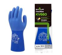 SHOWA KV660, Gant de protection chimique et contre les coupures, triple enduction de PVC sur doublure renforcée en Kevlar®, finition rugueuse pour une résistance supérieure aux huiles et à l'abrasion