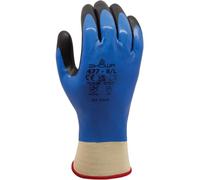 Showa Polyester Nylon Support Mesh Multipurpose Gloves, Interior Acrylic Fully Coated, Additional Nitrilee Foam Palm Lined Curtain, Blue, XL/ 9, blue, 1