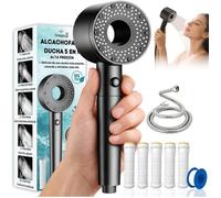 Shower Head with Filter - High Pressure Shower Head with 1.5 M Hose - 5 Anti-Limescale + PTFE Filters - 5 Spray Modes