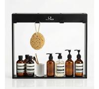 Gerster Étagère de douche ShowerNIZR® Obsidian Black – Acier inoxydable, sans perçage, 4 crochets