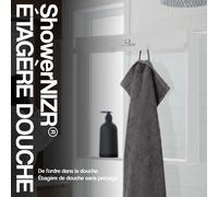 ShowerNIZR Étagère Douche Blanc Arctique - Sans Perçage 4 Crochets