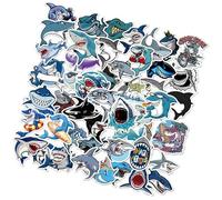 SHOWERORO 100 Feuilles Stickers Requins en Pvc pour Moto et Skateboards, Feuilles Imperméables, Autocollants pour Garçon et Filles et Garçons, Faciles à Appliquer