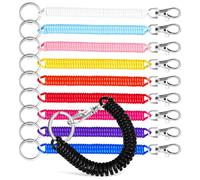 SHOWERORO 10pièces Porte-clés à Ressort Extensible Lot de Cordon Spirale Rétractable avec Anneau Métal et Mousqueton Porte-clés Poignet Léger pour Clés Badges Activités Extérieur