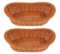 SHOWERORO 2pièces Lot de Paniers Alimentaires Imitation Rotin Plastique Corbeilles de Rangement Cuisine Polyvalentes Plateaux de Service pour Fruits et Snacks Réutilisable