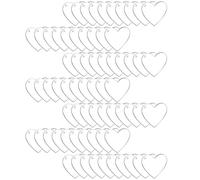 SHOWERORO 70 Pièces Porte-clés Vierge de Sublimation en Acrylique, Lot Blanc de Cœur, Surface Imprimable, à Écrire, Pendentif Porte-clés DIY pour Paquet et Clés