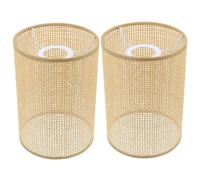 SHOWERORO Abat-Jour Tissé en Rotin Naturel pour Lampe de Table et Lampadaire, Lot de 2, Compatible E27/E14, Adapté pour Hôtels et Restaurants