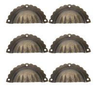 SHOWERORO Boutons Décoratifs en Laiton Antique Forme Coquillage Demi-cercle Lot de 6 Vintage sans Bords Tranchants, Espacement des Trous 6,5cm pour Commode et Armoire