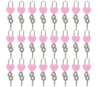 SHOWERORO Lot de 24 Mini Cadenas Forme de Cœur Rose en Alliage et Plastique, Antivol Antirouille, Facile à Transporter pour Paquet à Main et Valise