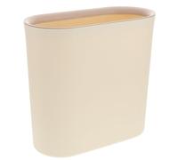 SHOWERORO Poubelle en Plastique Beige S’adapte aux Espaces Étroits sans Couvercle, Design Élégant Anneau Presse et Empêche Paquet de Glisser pour Salle de Bain et Bureau