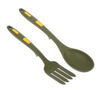 SHOWERORO Set D'ustensiles Cuisine en Silicone Vert Résistant la Chaleur Cuillère et Fourchette à Pâtes pour Familles et Hôtels, Bords Lisses et Arrondis