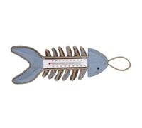 SHOWERORO Thermomètre Capteurs Haute Précision en Bois Vintage Forme Arête de Poisson Mural Décoration Intérieure et Extérieure pour Salon et Jardin